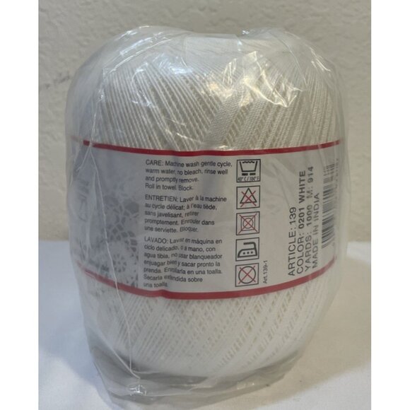 Red Heart Classic Crochet Thread Size 10 White 0201 100% Cotton 1000 Yards - Picture 2 of 5
